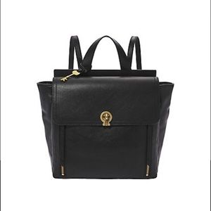 Fossil Amelia Genuine Leather Convertible Backpack with brass hardware